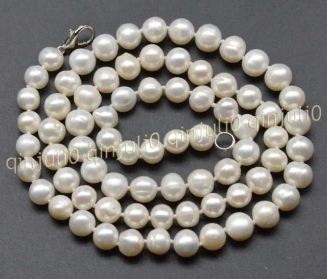 Genuine Natural White Akoya Freshwater Cultured Pearl Necklace 14-48 inch 7-10mm