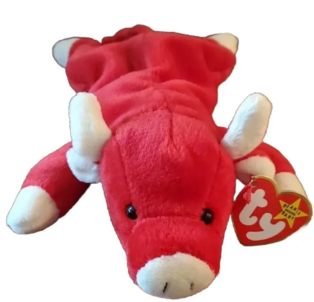 TY Beanie Baby Snort The Bull Retired 1995 with Tag Errors. PVC Pellets