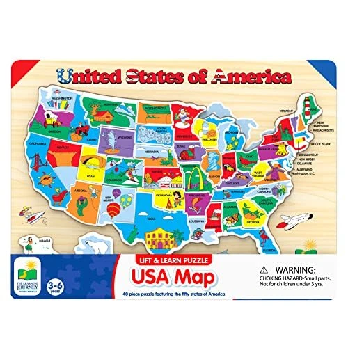 The Learning Journey Lift & Learn Puzzle - USA Map Puzzle for Kids - Preschoo...