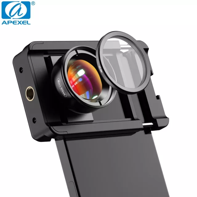 APEXEL New 4K HD 100mm Macro Lens Phone Camera Lens for iPhone Android With CPL
