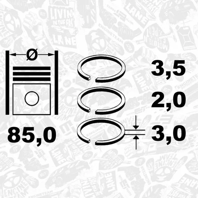 Juego de Anillos Pistón Peugeot Citroën Fiat 2,0 9569148880 Rhm (DW10ATED4) Rhr 2