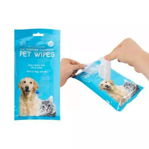 40pc Pet Hygiene Wipes LEMON Dog Clean Ear Paw Body Grooming Doggy Head Litter