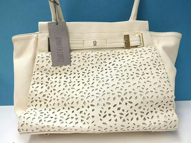 New Jennifer Lopez Kylie Tote Handbag, Antique White, Style AJLH152012 2