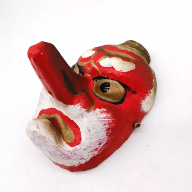 Japanese HARIKO TENGU Smallish Mask Vintage Paper Mache Demon God YOKAI MSA147