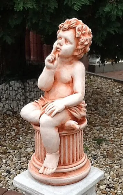 Gartenfigur, Engel "Bitte ganz leise", Steinguss, 63 cm, Statue, Steinfigur 2
