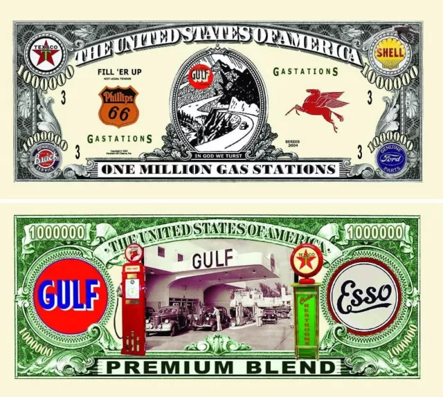 Pack of 50 - Gas Station One Million Dollar Bill Novelty Collectible