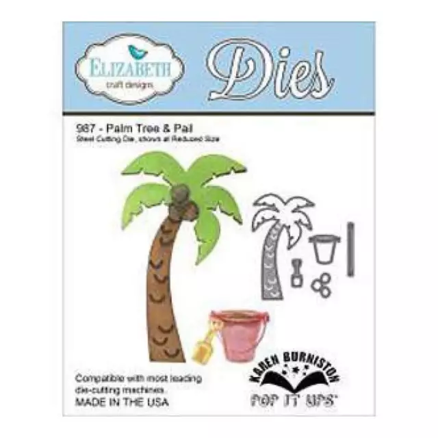 Elizabeth Craft Pop It Up Metal Dies By Karen Burniston Palm Tree & Pail