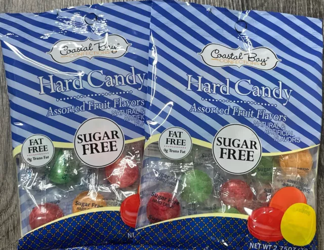 COASTAL BAY SUGAR Free Hard Candy Assorted Fruit Flavors 2.75oz x2 Bags ...