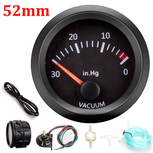 2'' 52mm Universal Auto Car LED Digital Vacuum Gauge Vac Meter 0~30 In.Hg 12V