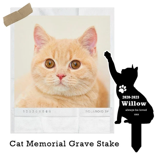 Cat Memorial Grave Stake Iron Pet Memorial Stake Cat Prints Grave Marker Blac F7 2