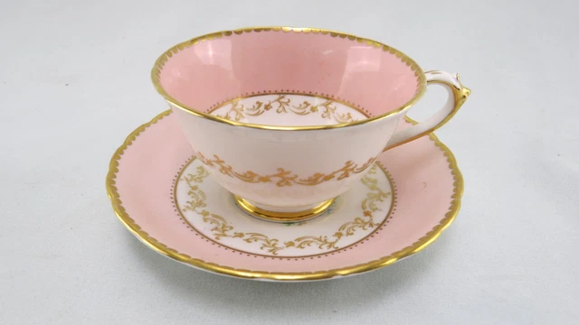 Juego de taza de té y platillo de hueso fino toscano vintage con flores y adorno dorado Inglaterra