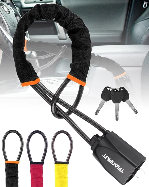 STEERING WHEEL LOCK with 3 Keys Seat Car Belt Lock AntiTheft Device