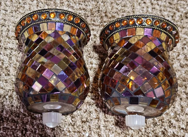 Partylite Global Fusion Oversize Mosaic Glass Peglite Votive Cup Candle Holders