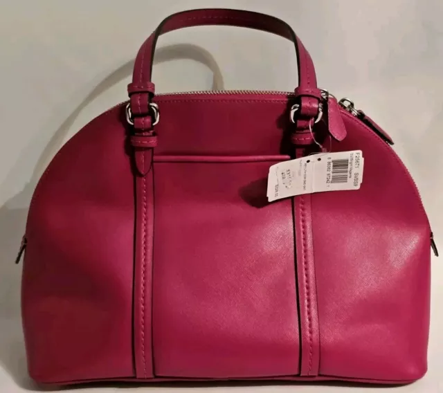 NWT COACH F25671 Peyton Cora Domed Bright Magenta Saffiano Leather Satchel w COA 125.99 PicClick