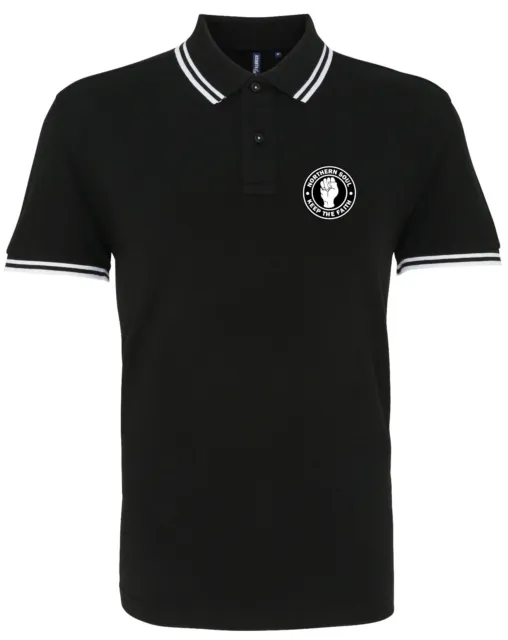 Northern Soul Keep The Faith   Premium Embroidered Tipped Polo Shirt