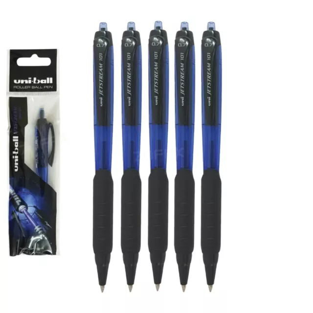 5 x 0.7mm UNI-BALL 101 SXN JetStream BLUE Retractable Smooth Rollerball Pen