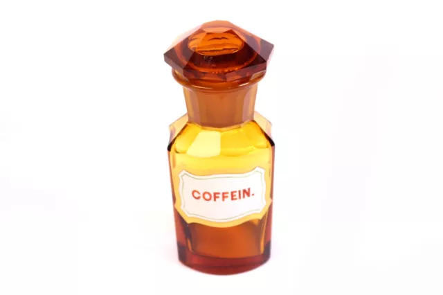 Apothekerflasche Facettenschliff Glasflasche Coffeinum Koffein Rot Gift Antik