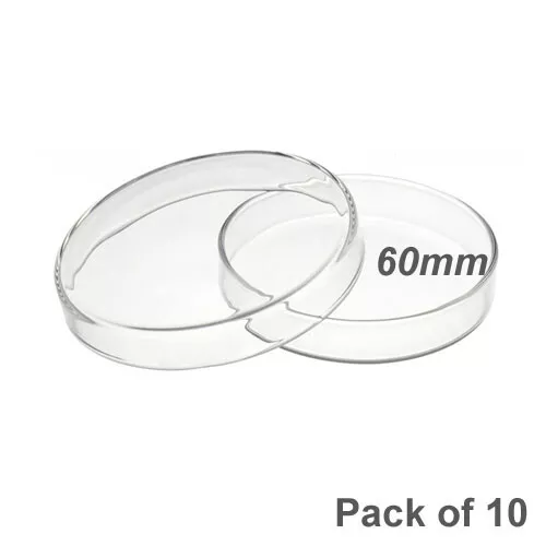 10 PACK 90mm / 60mm GLASS PETRI DISHES BOROSILICATE GLASS BASE AND COVER