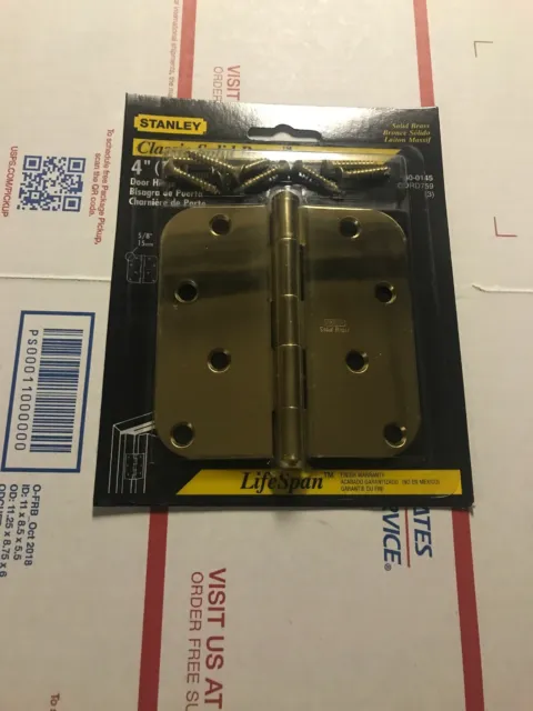 Stanley Hardware Door Hinge 4” 5/8 Classic  Solid Brass  80-0130