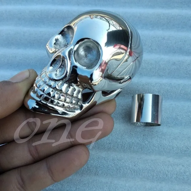 Solid Brass Chrome Finish Heavy Skull Handle for Wooden Walking Cane / Stick