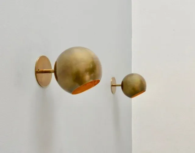 Lightolier Sconces Pair of Modern Lamp Italian Raw Brass Mid Century Home Decor