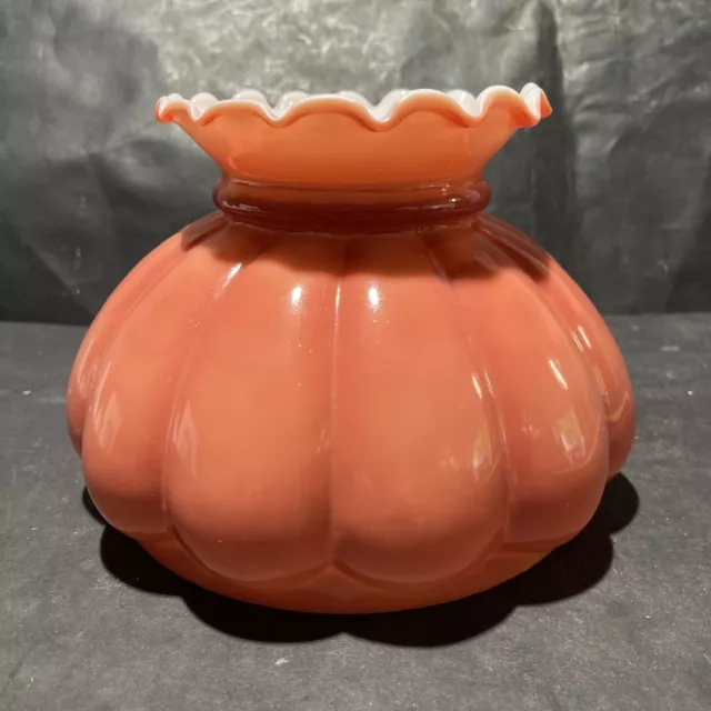 Vintage Rose Mellon Glass Oil/Kerosene Student Lamp Shade New Old Stock
