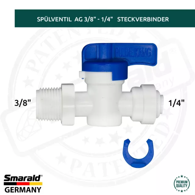 Absperrhahn Spülventil 3/8 - 1/4" AG Steckverbinder Umkehrosmose Wasserfilter