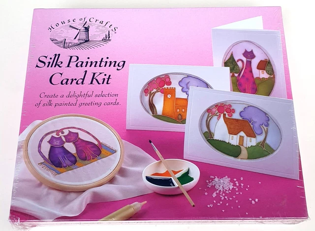 Silk Painting Card Kit, Seidenmalerei Grußkarten Set, House of Crafts, NEU OVP!
