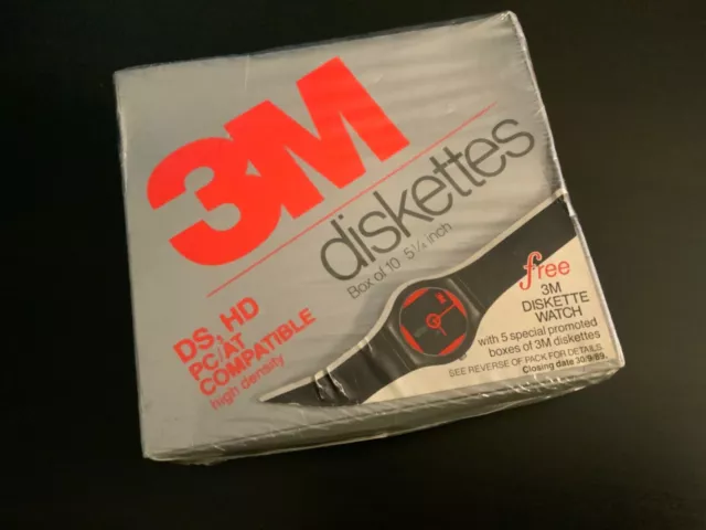 Vintage 10x 3M 5.25" Floppy Disks Diskettes IBM DS, HD PC 1993 NEW SEALED r.643