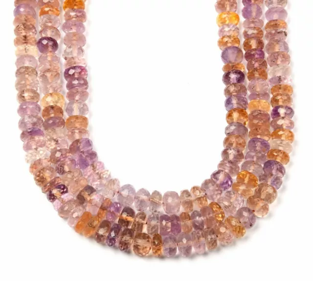 13 Inch Strand 6 MM Natural Multi Ametrine Faceted Rondelle Shape Gemstone Beads