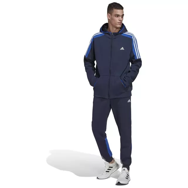 TUTA UOMO ADIDAS Felpa felpata Cappuccio Blu sportiva cotone S M L XL Completo EUR 80 00 PicClick IT