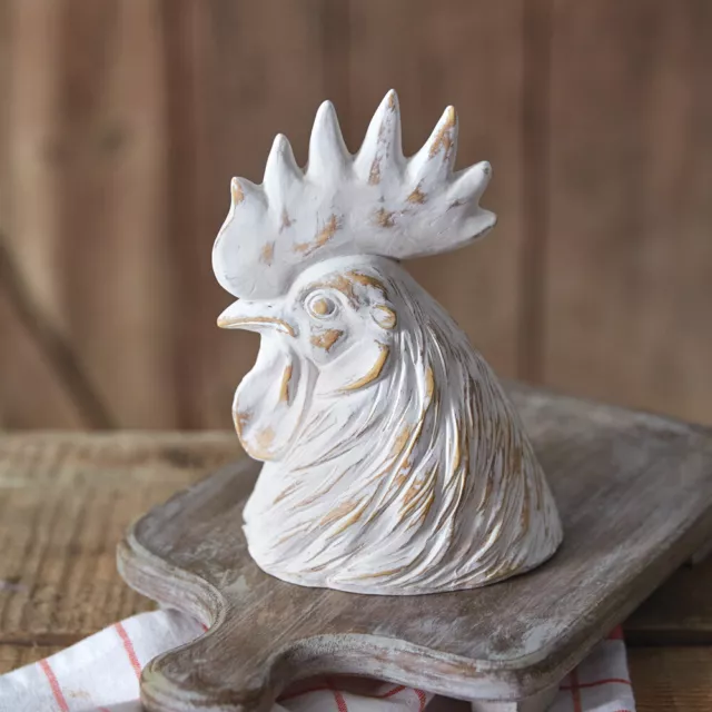 Rooster Head Sculpture Tabletop Resin Figurine Centerpiece Home Decor 11 In