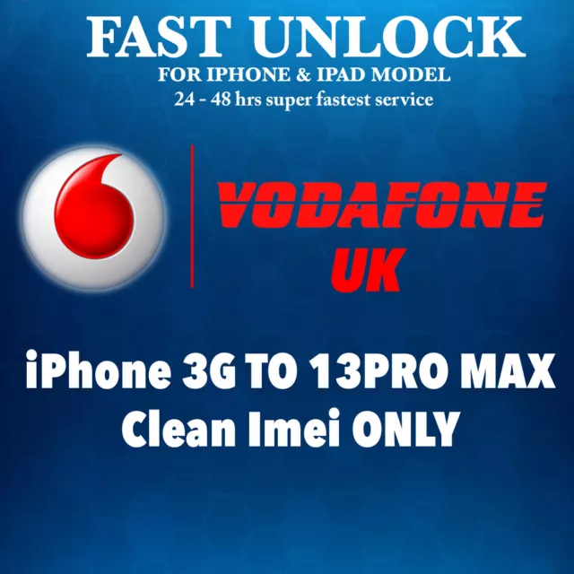 UK Vodafone Entsperrung - iP 3G to13 Pro Max & iPad alle Modelle unterstützt