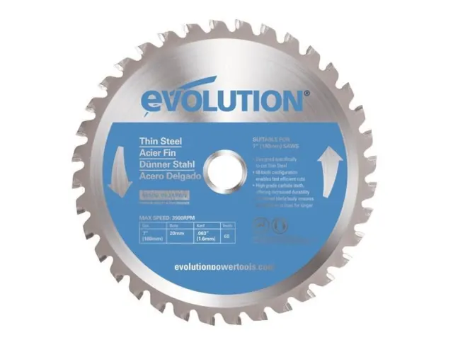 Evolution - Thin Steel Cutting Circular Saw Blade 180 x 20mm x 68T