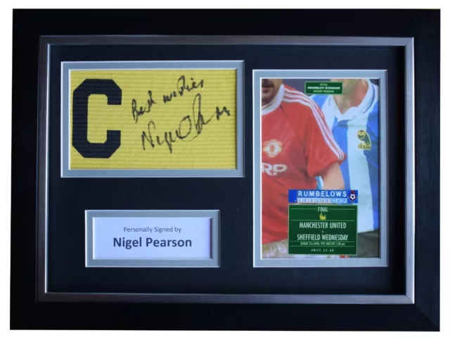 Nigel Pearson Signed Framed Captains Armband A4 display Sheffield Wednesday FA