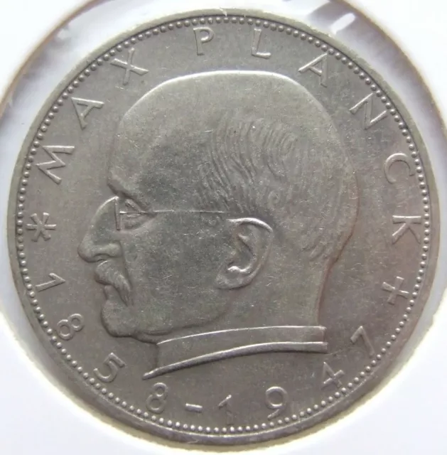 Münze BRD 2 Deutsche Mark Max Planck 1958 F in Vorzüglich