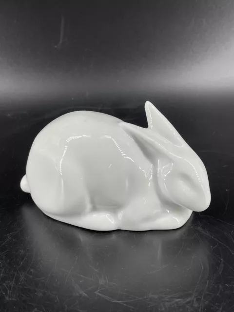 Vintage Naaman Israel Porcelain  Rabbit Figurine White Bunny Modern MCM