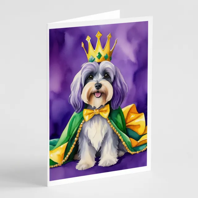 Tibetan Terrier King of Mardi Gras Cards Envelopes Pack of 8 DAC4895GCA7P
