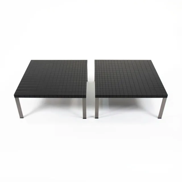 2014 Poltrona Frau Geometrie Coffee Table Ebonized Wood Steel Base 30in 2x Avail