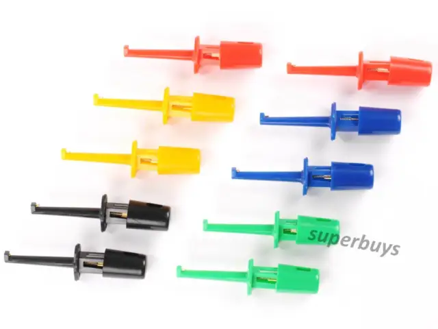10pcs Multimeter Hook Crimp Lead Wire Test Clip Probes Wiring Piercing Grabber 2