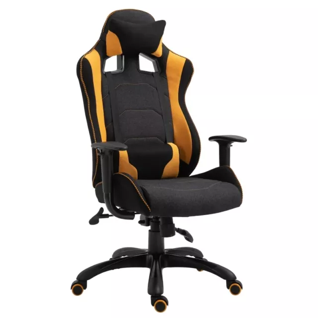 Vinsetto Polyester Ergonomic Office Gaming Desk Chair Adjustable Pillow Orange