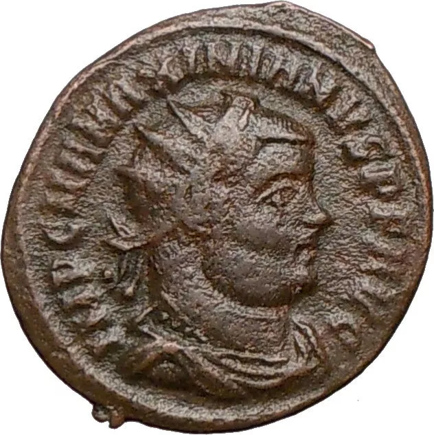 MAXIMIAN receiving Victory from  Jupiter Zeus 295AD Ancient Roman Coin i24647