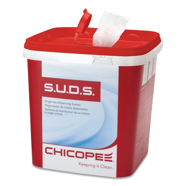Chicopee S.U.D.S Bucket with Lid 7.5 x 7.5 x 8 Red/White 6/Carton 0727