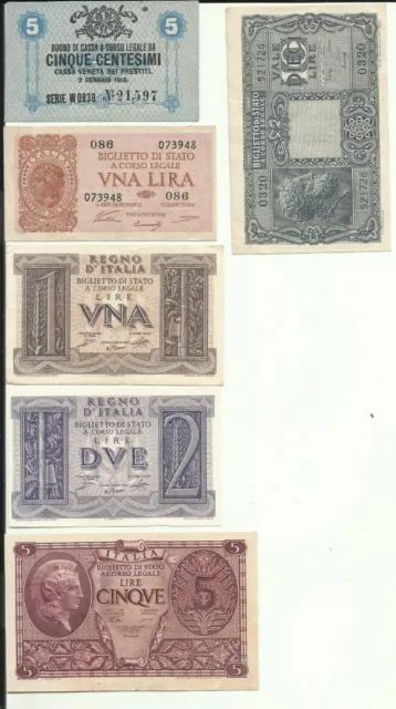 Italian Banknotes - Kingdom - Lot Of 6 Banknotes