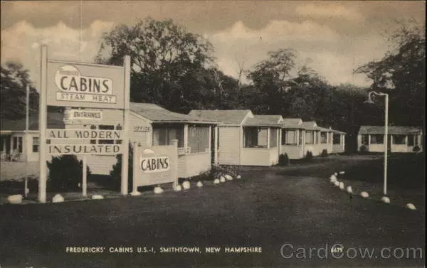 Smithtown,NH Fredericks' Cabins Rockingham County New Hampshire Linen Postcard