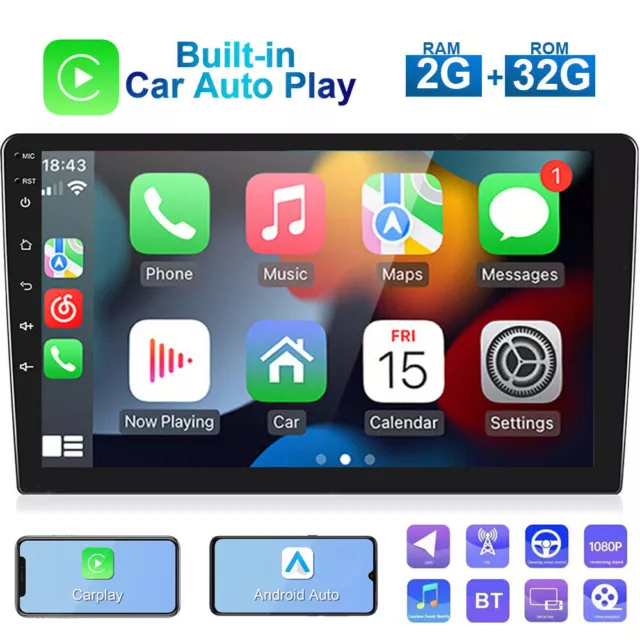 10.1'' Double 2 Din Android 12 Car Radio GPS WIFI BT Carplay Touch Screen Stereo