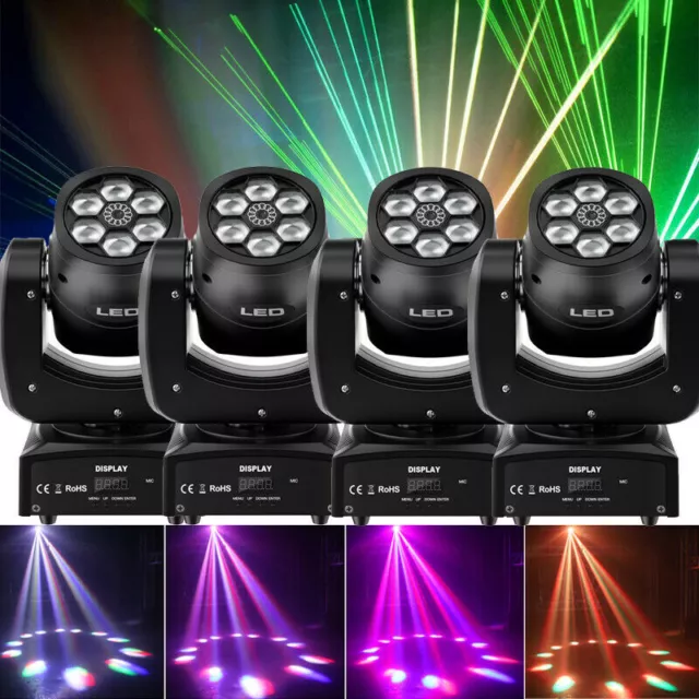 4X LED Laser DMX DJ Bühnen Lichteffekte Spot Moving Head RGB Bühnenbeleuchtung