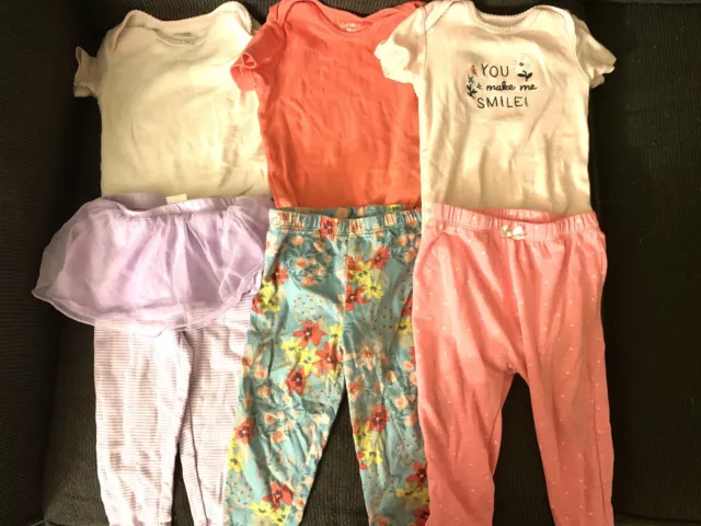 Lot 6pc Carters Baby Girl Clothes Bodysuit Pants Purple Tutu size 18 months