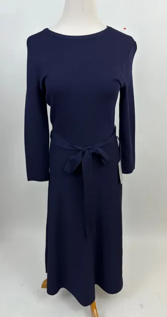 ELIZA J. Nordstrom navy blue stretch knit Fit and Flare Midi Dress M NEW NWT