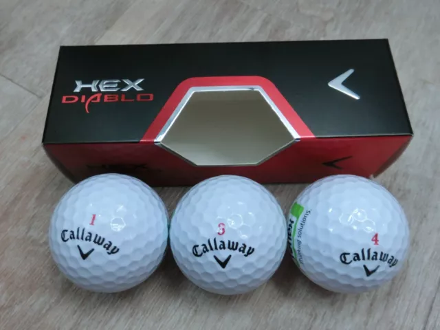 3 Stück - Callaway Hex Diablo Golfbälle Logo Reflex - Neu! Ovp